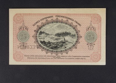Lot 86 - Specimen Bank Note:  Union Bank of Finland specimen 25 Markkaa / Mark