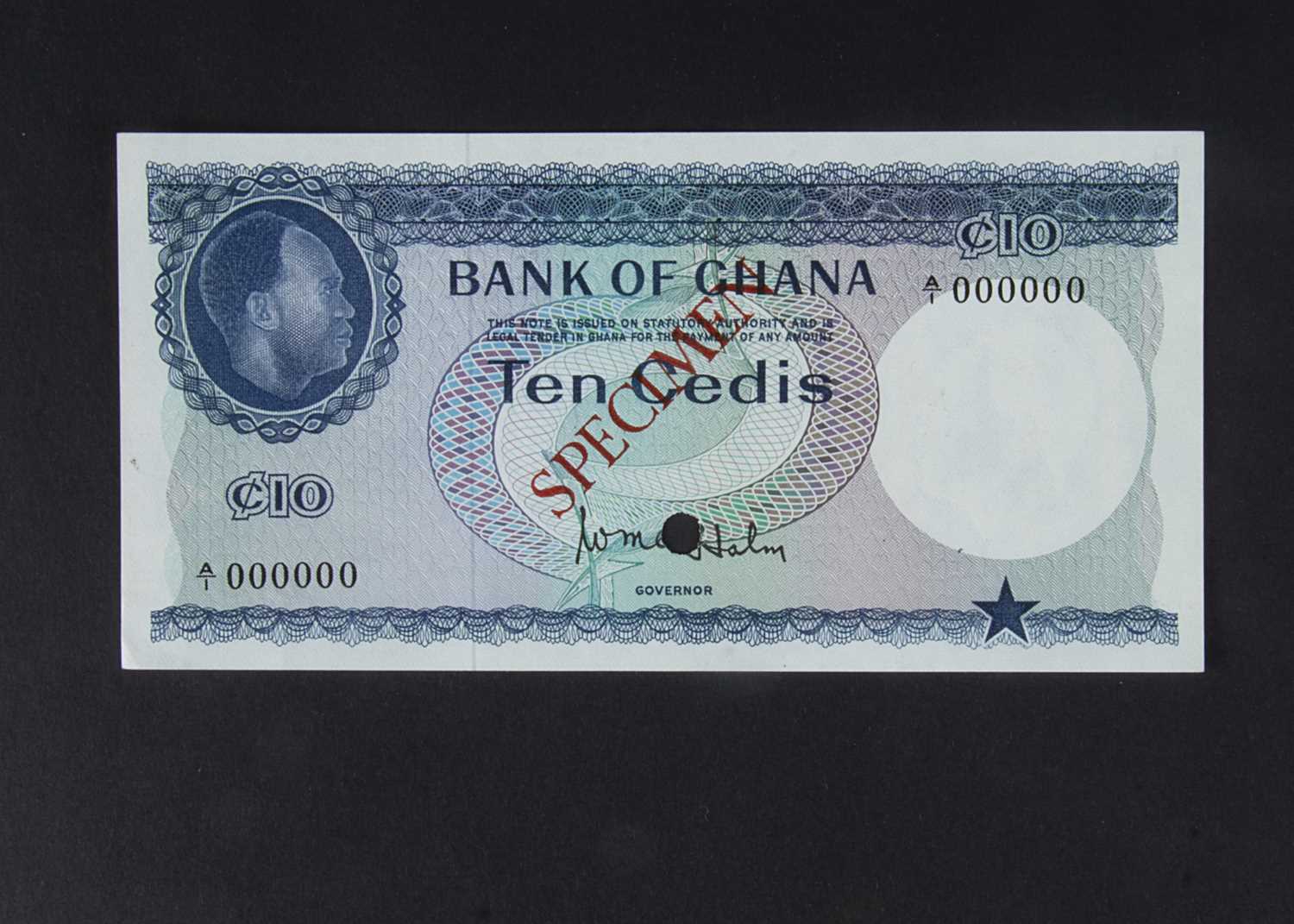 Lot 90 - Specimen Bank Note:  Bank of Ghana specimen 10 Cedi