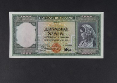 Lot 92 - Specimen Bank Note:  Greece specimen 1000 Drachmai