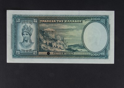 Lot 92 - Specimen Bank Note:  Greece specimen 1000 Drachmai