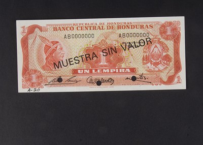 Lot 96 - Specimen Bank Note:  Central Bank of Honduras specimen 1 Lempira