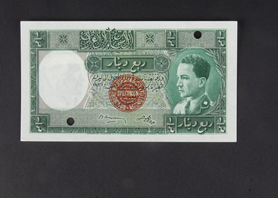 Lot 105 - Specimen Bank Note:  Government of Iraq specimen Quarter Dinar