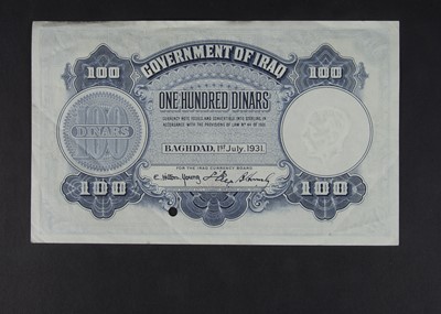Lot 107 - Specimen Bank Note:  Government of Iraq specimen 100 Dinars