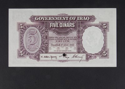 Lot 108 - Specimen Bank Note:  Government of Iraq specimen 5 Dinar