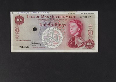 Lot 111 - Specimen Bank Note:  Isle of Man specimen 10 shillings
