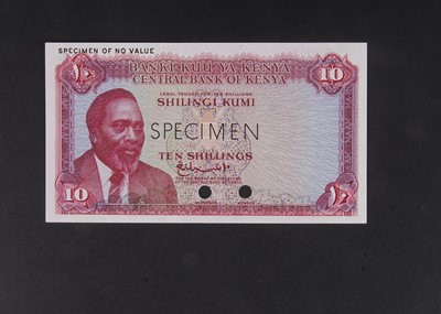 Lot 112 - Specimen Bank Note:  Central Bank of Kenya specimen 10 shillings