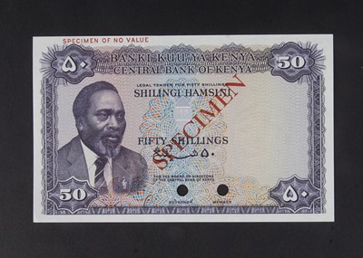 Lot 113 - Specimen Bank Note:  Central Bank of Kenya specimen 50 shillings