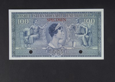 Lot 119 - Specimen Bank Note:  Luxembourg specimen 100 francs