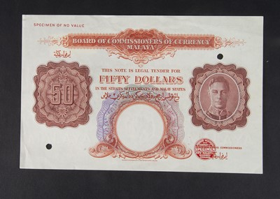 Lot 122 - Specimen Bank Note:  Board of Commissioners of Currency, Malaya specimen 50 Dollars
