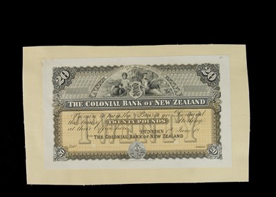 Lot 128 - Specimen Bank Note:  The Colonial Bank of New Zealand specimen 20 Pounds
