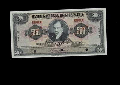 Lot 131 - Specimen Bank Note:  National bank of Nicaragua specimen 500 Cordobas
