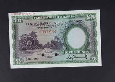Lot 133 - Specimen Bank Note:  Central Bank of Nigeria specimen 5 Pounds