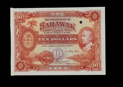 Lot 141 - Specimen Bank Note:  The Government of Sarawak specimen 10 Dollars