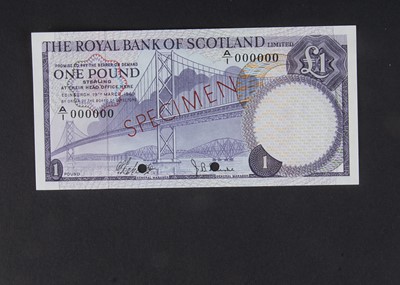 Lot 145 - Specimen Bank Note:  The Royal Bank of Scotland specimen 1 Pound