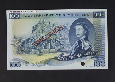 Lot 148 - Specimen Bank Note:  The Government of Seychelles specimen 100 Rupees