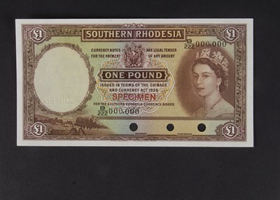 Lot 151 - Specimen Bank Note:  Southern Rhodesia specimen 1 Pound