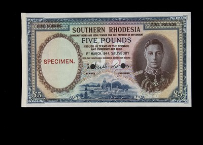 Lot 158 - Specimen Bank Note:  Southern Rhodesia specimen 5 Pounds