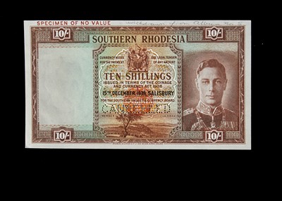 Lot 159 - Specimen Bank Note:  Southern Rhodesia specimen 10 Shillings