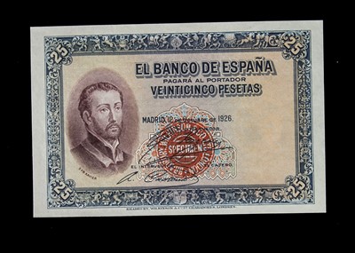 Lot 160 - Specimen Bank Note:  Spain specimen 25 Pesetas