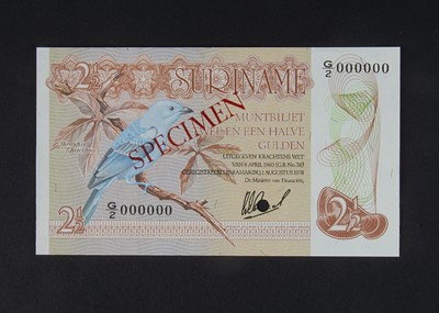 Lot 169 - Specimen Bank Note:  Suriname specimen 2 1/2 Gulden