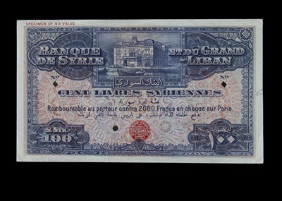 Lot 171 - Specimen Bank Note:  Syria specimen 100 Livres