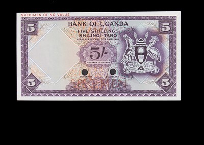Lot 176 - Specimen Bank Note:  Bank of Uganda specimen 5 Shillings