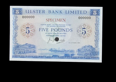 Lot 178 - Specimen Bank Note:  Ulster Bank Limited specimen 5 Pounds