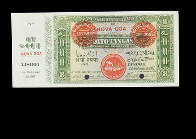 Lot 180 - Specimen Bank Note:  National Bank Ultramarino specimen 8 Tangas