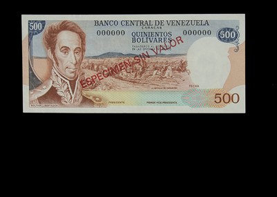 Lot 185 - Specimen Bank Note:  Central Bank of Venezuela Specimen 500 Bolivares