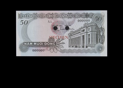 Lot 186 - Specimen Bank Note:  South Vietnam specimen 50 Dong