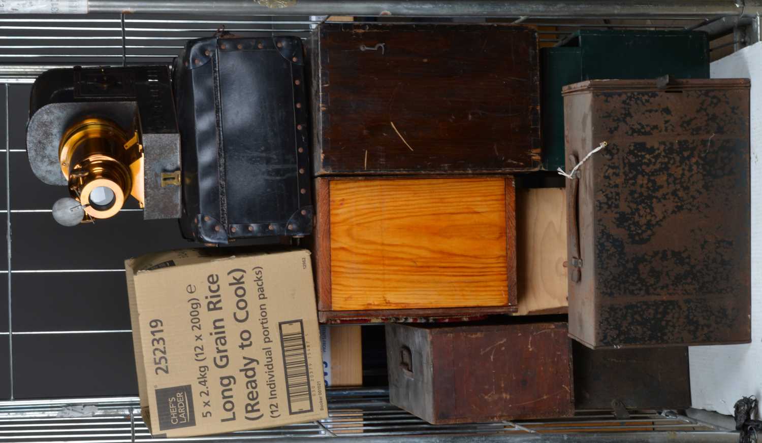 Lot 20 - Tinned or Russian Iron and Brass Magic Lanterns