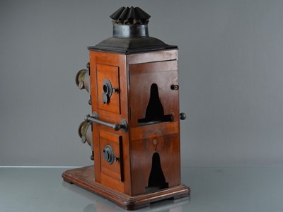 Lot 35 - A late 19th Century mahogany and brass Biunial Magic Lantern