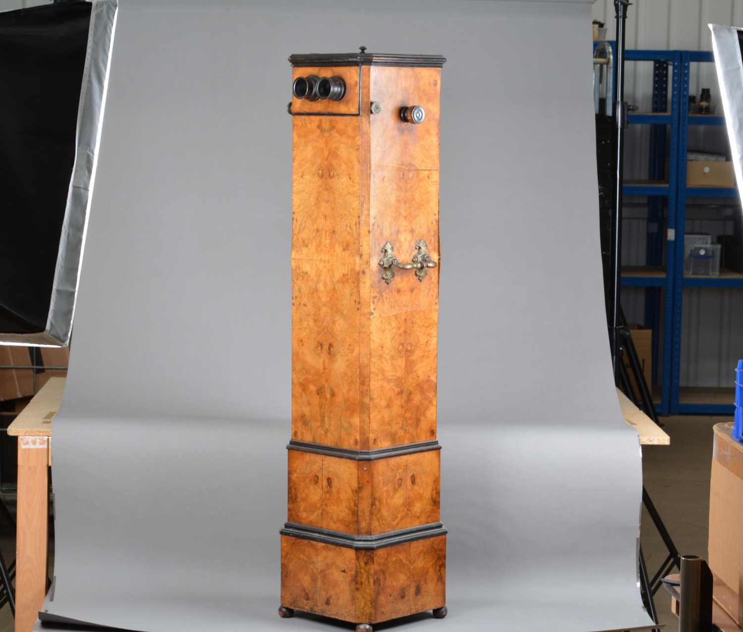 Lot 85 - A mid-19th Century French burr-maple veneer Floor-Standing Stereoscope