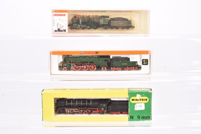 Lot 14 - N Gauge German Steam Locomotives with Tenders by Arnold and Minitrix
