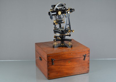 Lot 125 - A mid-20th Century black-enamelled and lacquered brass 5in Theodolite