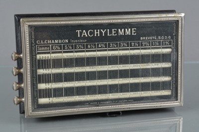 Lot 135 - A late 19th Century Chambon mahogany-cased 'Tachylemme' Patent Calculator