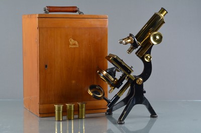 Lot 143 - An early 20th Century black-painted and lacquered brass W Watson & Sons Compound Monocular Microscope