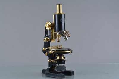Lot 144 - An early 20th Century black-painted and lacquered brass Carl Zeiss Compound Monocular Microscope