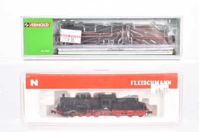 Lot 17 - N Gauge Italian and Spanish Steam Locomotives and Tenders by Fleischmann and Arnold