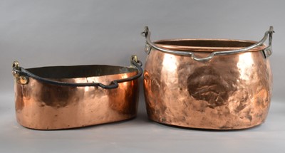 Lot 168 - Two 19th century copper oval shaped cooking pots