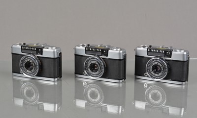 Lot 444 - Three Olympus PEN EE-3 Half Fame Cameras