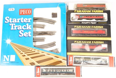 Lot 18 - N Gauge BR Royal Mail and Railfreight and a Peco Track Pack (7)