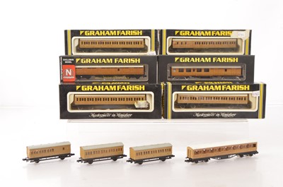 Lot 52 - Graham Farish N Gauge LNER Teak Coaching Stock (10)