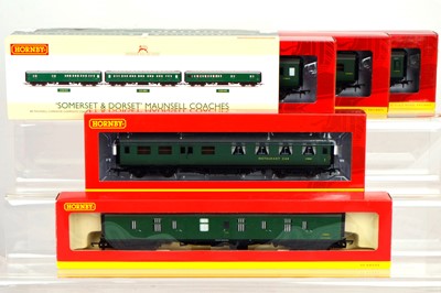 Lot 156 - Hornby China OO Gauge BR Somerset & Dorset Coach Pack and Other BR Green Liveried Coaching Stock