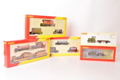 Lot 172 - Hornby China OO Gauge Ruston & Hornsby Diesel Shunter Crane and Goods Wagon Sets (4)