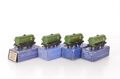 Lot 247 - Four Hornby-Dublo 00 Gauge 3-Rail Power Ethyl green Tank wagons with Hand Transfer (4)