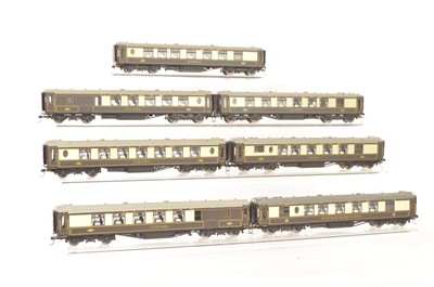 Lot 329 - Modified Hornby China chocolate and cream Pullman Cars with lights (7)