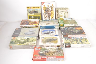 Lot 301 - Various makers kits including WW2 Tanks Personnel Vehicles and walling and Viking and Saxon Figures