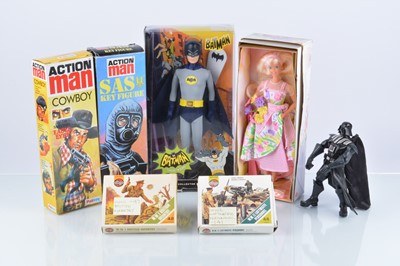 Lot 368 - Action Man Barbie  Mttell barbie Batman  and Airfix 1:72 Figures (7)