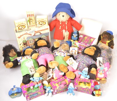 Lot 378 - PG Tips and Tetley Collectables Wallace and Gromit Playhome and other items including Smurfs and a Paddington Bear (qty)